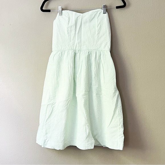 J. Crew striped strapless picnic mini dress in mint green & white - Picture 8 of 8